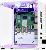 Yahboom Raspberry Pi 5 korpusas, aliuminio mini bokšto korpusas su aušinimo PWM ventiliatoriumi ir RGB spalvomis besikeičiančia nuotaikos šviesa