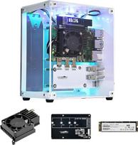 Yahboom Raspberry Pi 5 M.2 SSD PCIe mini kompiuterio korpusas Pi 5 su bokšto radiatoriumi, RGB ventiliatoriumi, OLED ekranu, su M.2 adapteriu, 256GB NVME SSD