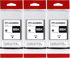 Yongairuink PFI-030MBK PFI030MBK rašalo kasetė, suderinama su CAN PFI 030, skirta CAN ImagePROGRAF TA20 TA30 su pigmentiniu rašalu (3 vnt., matinės juodos spalvos)