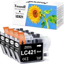 Yowell 4 x LC421 juodos spalvos spausdintuvo kasetės suderinamos su Brother LC421 juodos spalvos kasetėmis, skirtomis Brother DCP-J1050DW DCP-J1140DW MFC-J1010DW