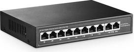YuLinca 10 prievadų mini Gigabit PoE komutatorius su 8 PoE+ prievadais, 2 Gigabit RJ45 Uplink, 10/100/1000Mbps, IEEE802.3af/at, maks. 120W, metalinis, be ventiliatoriaus, Plug & Play Ethernet komutatorius
