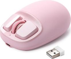YUNZII C1 silikoninė belaidė pelė, trijų režimų 2,4 GHz/USB-C/"Bluetooth" pelė, 4800 DPI optinis sekimas, 6 reguliavimo lygiai, pritaikoma pelė nešiojamajam kompiuteriui/PC/Mac/iPad (rožinė)