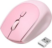 YUNZII C2 belaidė pelė, 2,4 GHz silikoninė tyli belaidė pelė, 3 reguliuojami DPI, 1600 DPI sekimas, ergonomiška, skirta nešiojamiesiems kompiuteriams (rožinė)