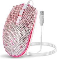 Žaidimų pelė, 7 spalvų apšviesta ergonominė USB pelė su 1600 DPI ir 6 mygtukais, 4 įrašymo mygtukai, skirta kompiuteriui/Win/Mac/Linux/Android/iOS. (Balta ir rožinė)