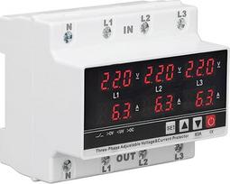 Žemesnės įtampos apsauga, 3 fazių, 3 laidų, 4 laidų, voltmetras, ampermetras, DIN bėgelis, reguliuojama apsauga nuo viršįtampių, AC120V-300V, 63A