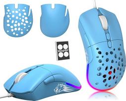 ZIYOU LANG D19 Mice Žaidimų pelė, laidinė žaidimų pelė nešiojamam kompiuteriui RGB žaidimų pelė, programuojama 7 mygtukų pelė, USB pelė, iki 12 000 DPI Honeycomb Shell optinė itin lengva pelė - mėlyna