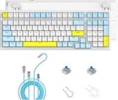 ZIYOU LANG K3MAX laidinė "Hot-Swap" mechaninė žaidimų klaviatūra su spiraliniu USB-C kabeliu, 100 klavišų, kompaktiškas išdėstymas, 19 RGB klaviatūros su apšvietimu, mėlynas jungiklis, skirta Win/Mac Lemons