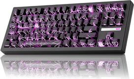 ZORNHER ZH870 belaidė klaviatūra, mechaninė 80% belaidė klaviatūra Schwarz mit Spider Web IMD PC Keycaps, Creamy Linear Switches, Hot Swap, RGB žaidimų klaviatūra