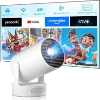 [2026 atnaujinta ir integruotos programos] Salange mini projektorius 4K 1080P, išmanusis projektorius "Android 14", projektorius Mobilusis telefonas Mažas lauko, 5W garso bosų garsiakalbis, automatinis trapecijos koregavimas su WiFi 6 Bluetooth 5.4