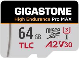 [5 metų nemokamas duomenų atkūrimas] GIGASTONE 64GB Micro SD kortelė, TLC High Endurance Pro MAX, iki 95MB/s, suderinama su Redtiger Rove VIOFO VANTRUE PRUVEEO Dash Cam, MicroSDXC UHS-I A2 V30 U3