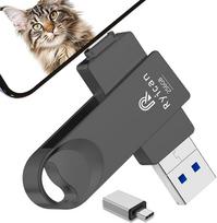[Be programėlės] USB atmintinė iPhone, "Ryican 4-in-1" atmintinė iPhone 256GB USB C atmintinė Mobilusis telefonas Nuotraukų saugykla USB 3.0 išorinė atmintis iOS/išmanusis telefonas/Pad/OTG Android/PC/Tablet, juoda