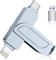 [Be programos] USB C atmintinė 256GB iPhone, "Apple" sertifikuota USB 3.0 atmintinė MFi Lightning, "Speicherstick Externer Fotostick 3 in 1 Flash Laufwerk für iPhone/iPad/Android OTG Handy/Mac/PC,Grau