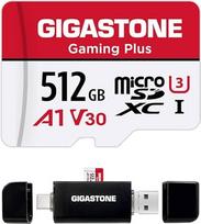 [GIGASTONE] 512GB Micro SD kortelė su C tipo USB kortelių skaitytuvu, "Gaming Plus", MicroSDXC atminties kortelė "Nintendo Switch 1", 4K vaizdo įrašymas, UHS-I A1 U3 V30 C10, iki 100MB/s, su kortelių skaitytuvu