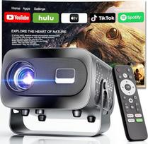 [Integruota programėlė] Vaizdo projektorius 1080P 4K palaikymas Mini projektorius Namų kino projektorius Vaizdo įrašas palaiko automatinį trapecijos korekciją, "Android TV BT5.1 360° pasukimas,
