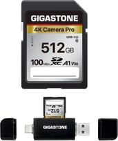 【5 metų nemokamas duomenų atkūrimas】GIGASTONE 512GB SDXC atminties kortelė su USB Type-C kortelių skaitytuvu, 4K Camera Pro, iki 100MB/s, su Canon Sony Olympus skaitmeniniais fotoaparatais, A1 V30 UHS-I U3 Class 10