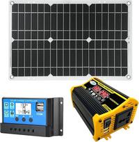 【Komplektas "Solar-Strom-Kit"】 18 W skydelis, 12 V Wechselrichter, 30 A Laderegler, wasserdichte Solaranlage für Wohnmobile und Camping (schwarz)
