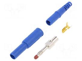 Plug | 4mm banana | 32A | 1kVDC | blue | insulated | Max.wire diam: 2.5mm