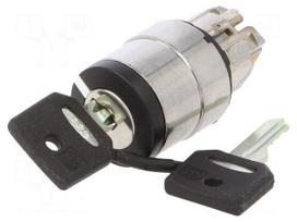 Switch: rotary with key | 22mm | Stabl.pos: 3 | black | none | IP66