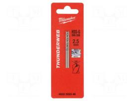 Drill bit | for metal | Ø: 2.5mm | high speed steel grounded HSS-G