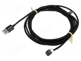 Cable | USB 2.0 | USB A plug,USB C angled plug | 3m | black | 480Mbps