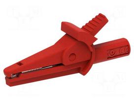 Crocodile clip | 10A | 600V | red | Grip capac: max.9mm