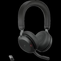 JABRA EVOLVE2 75, Link390a MS Stereo Black, EVOLVE2 75 headset Black MS, Link 380 BT adapter USB-A MS,1.2m USB-C to USB-A cable, carry pouch, warranty and warning (safety leaflets)
