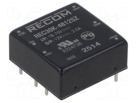 Converter: DC/DC | 30W | Uin: 18÷75VDC | Uout: 12VDC | Iout: 2.5A | THT