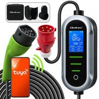 Qoltec Mobile EV Electric Car Charger with 2in1 Type 2 Adjustment | 22kW | 400V | CEE 32A | Wi-fi | TUYA | SMART LIFE | LCD | Portable | 7m