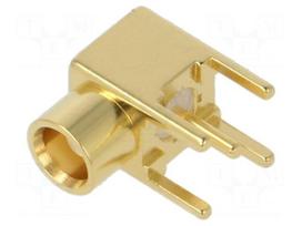 Connector: MCX | socket | female | angled 90° | 50Ω | THT | on PCBs | PTFE