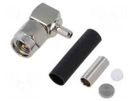 Connector: SMA | plug | male | angled 90° | 50Ω | RG174 | for cable | PTFE