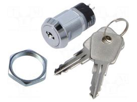 Switch: key switch | Stabl.pos: 2 | OFF-ON | DPST | Cutout: Ø19mm | 90°