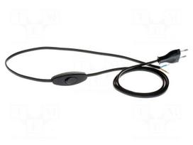 Cable | 2x0.75mm2 | CEE 7/16 (C) plug,cables | PVC | 1.5m | black | 16A