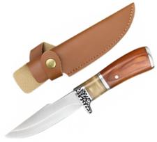 Tikras medžioklinis peilis 215 mm, 130 g su plieno ašmeniu ir tvirtu dėklu darbams lauke | Hunting H