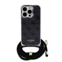 Guess IML 4G Printed Crossbody Strap Case for iPhone 16 Pro Max / Black