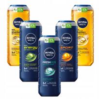 NIVEA MEN dušo gelių rinkinys vyrams 3in1 gaivus aromatas 5x500ml