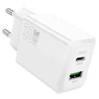 Hoco N71 White USB A + USB C QC3.0 PD AFC 3A 30W Phone Charger