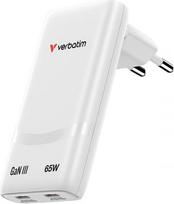 Verbatim Fold n Go Charger GaN 65W 2xUSB-C PD 3.0 PPS