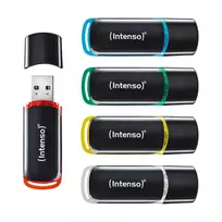 Intenso 3511595 USB atmintukas 64GB USB A tipo 2.0 Juoda, Raudona, Žalia, Permatomas, Geltona, Mėlyna