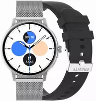 Smartwatch Damski GRAVITY GT12-7 with Silicone Strap + Silver Bracelet / black
