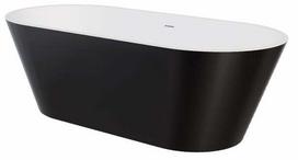Vonia, laisvai pastatoma Besco Deeva Black&White Matt, 160 cm x 75 cm x 28 cm, ovalas, matinė juoda sp.
