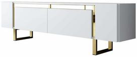 Televizoriaus spintelė Kalune Design Yildiz, aukso sp./balta sp., 30 cm x 180 cm x 50 cm
