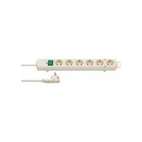 Ilgintuvas Comfort, 6 lizdai, su įžeminimu, plokščias kištukas, 3G1,5, baltas, 2 m