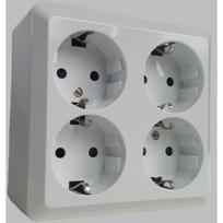 Kištukinis lizdas Tope Alba, 4 vietų, su įžeminimu, 16 A, 250 V, baltas