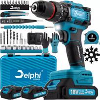 Belaidis smūginis gręžtuvas-suktuvas Delphi Tools bešepetėlis PRO 2xAKU