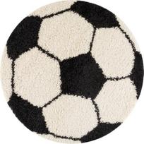 Vaikiškas futbolo žaidimų kilimėlis, ilgaplaukis, juodai baltas, apvalus, 100 cm skersmens
