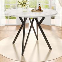 Valgomasis stalas, MDF marmuras, metalas, 100x100x76cm, 1 vnt