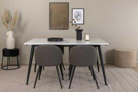 Venture Design Valgomojo stalas ir kėdžių komplektas Jimmy 150x90x76 cm Juoda Balta Pilka
