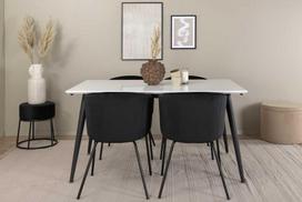 Venture Design Valgomojo stalas ir kėdžių komplektas Jimmy valgomojo stalas ir Berit kėdė 150x90x76 cm juoda ir balta