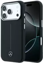 „Mercedes“ odinis pusiau apvyniojamas „Iconic Line MagSafe“ dėklas, skirtas „iPhone 17 Pro Max“ – Juodas