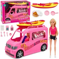 Lean Toys Lėlė su kemperiu ir baidare